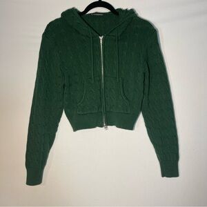 Brandy Melville Green Hooded Cardigan